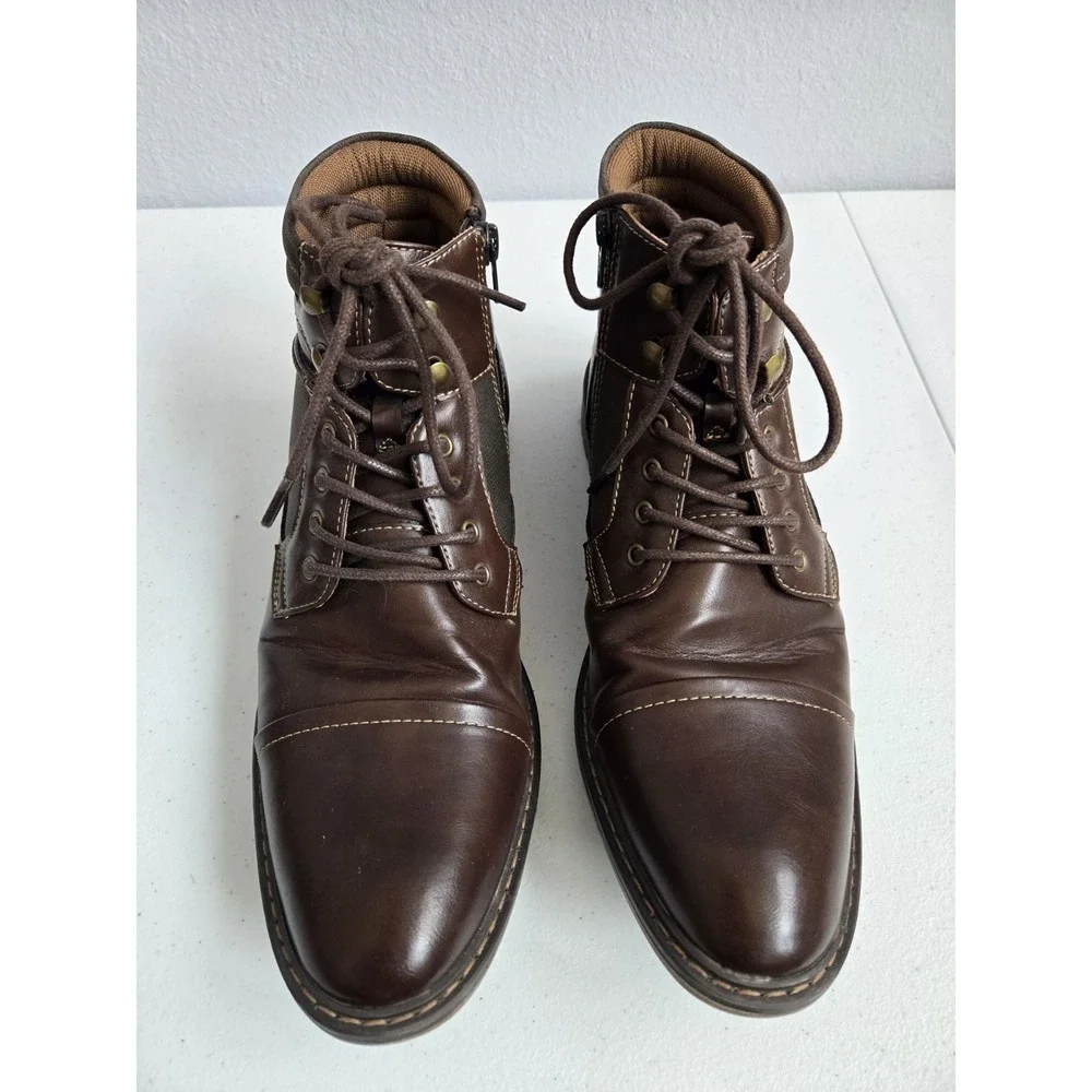 Steve‎ Madden Men's Size 11M Faux Leather Classic Chukka Lace Up Boots w/Zipper